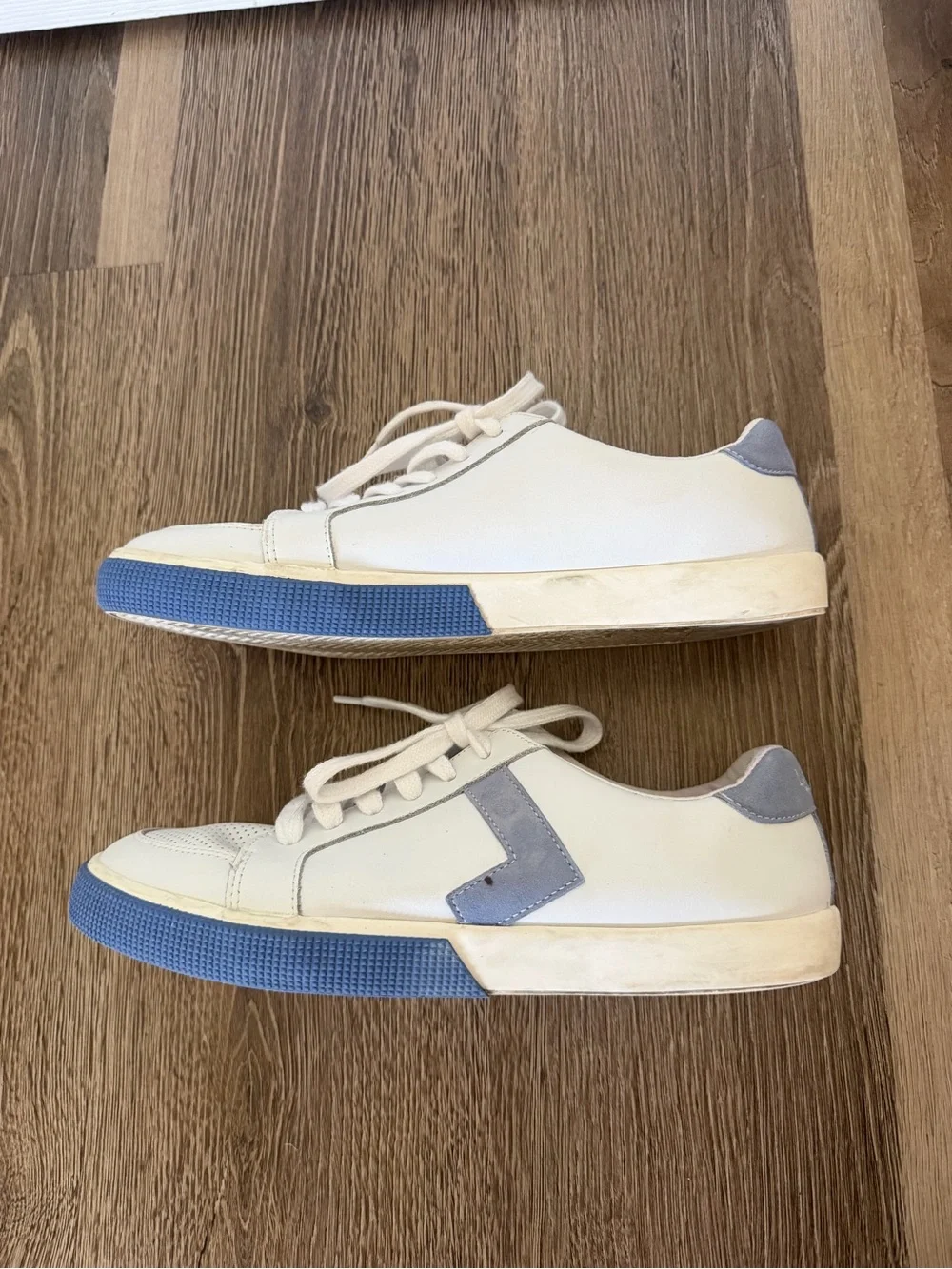 Lauren Ralph Lauren White Leather Sneakers with Blue Outsole